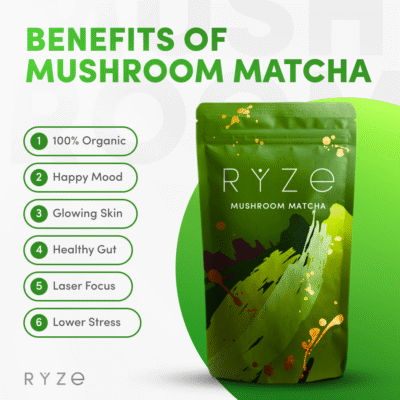 RYZE Mushroom Matcha – with 6 Organic Adaptogenic Mushrooms Grown In USA and Ceremonial-Grade Japanese Matcha - Image 4